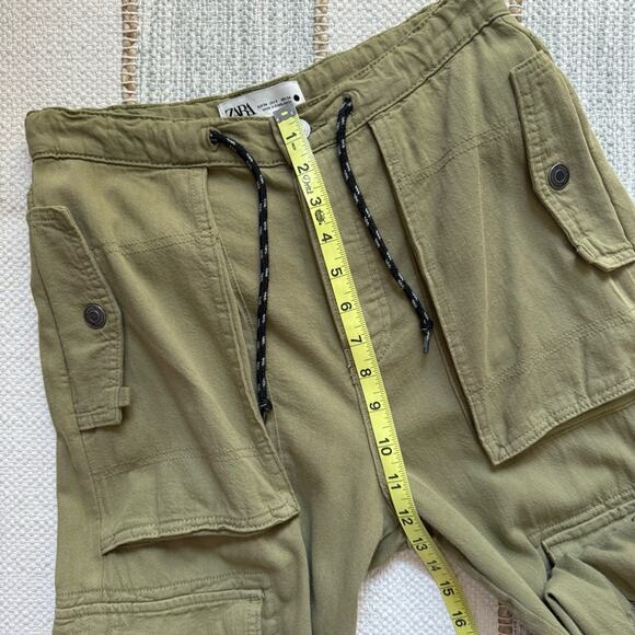Zara Khaki Olive Green Mid Rise Straight Leg Slouchy Transformable Cargo Pants 2 - Picture 8 of 13